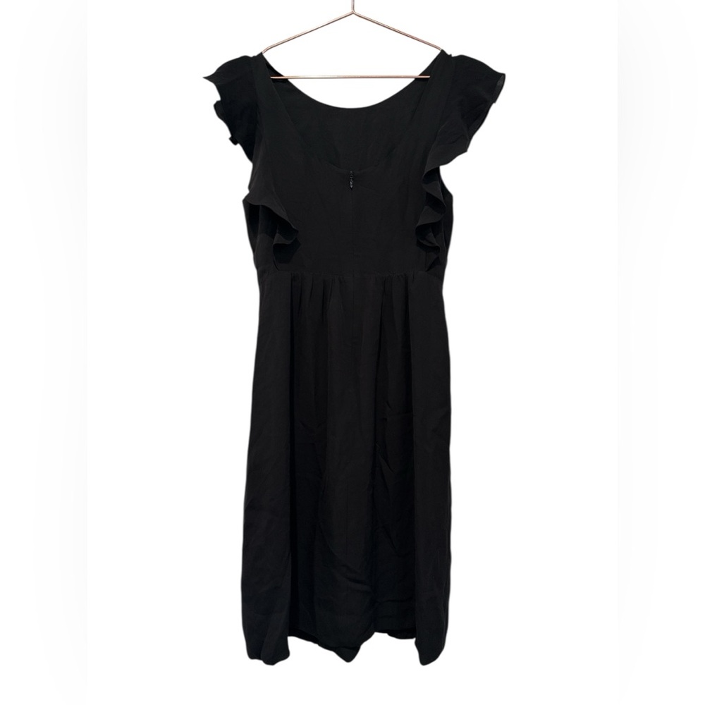 Theory Black Ruffled Sheath silk Mini Dress